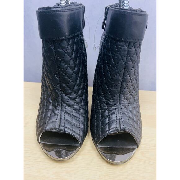 Kristin Cavallari Chinese Laundry Quilted Open Toe Leather Booties Size 9.5 - Picture 5 of 10